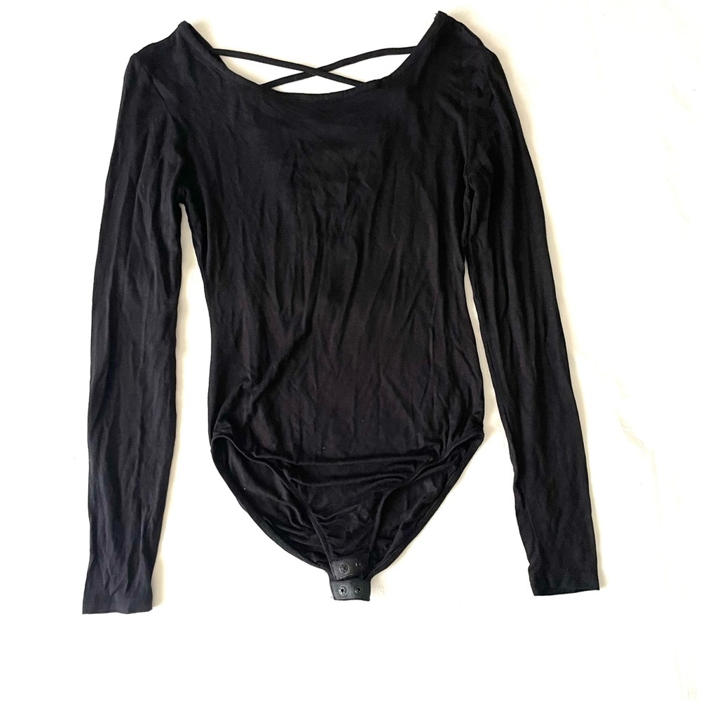 Moral Fiber Black Crisscross Back Bodysuit